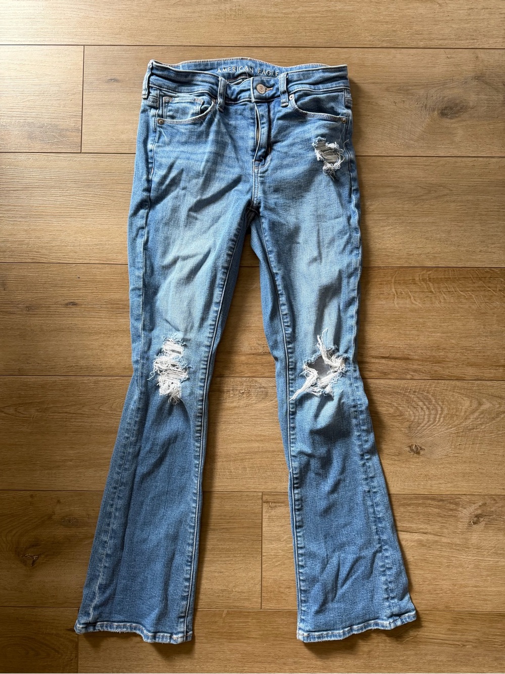 American Eagle Outfitters Light Blue Distressed Bootcut Jeans